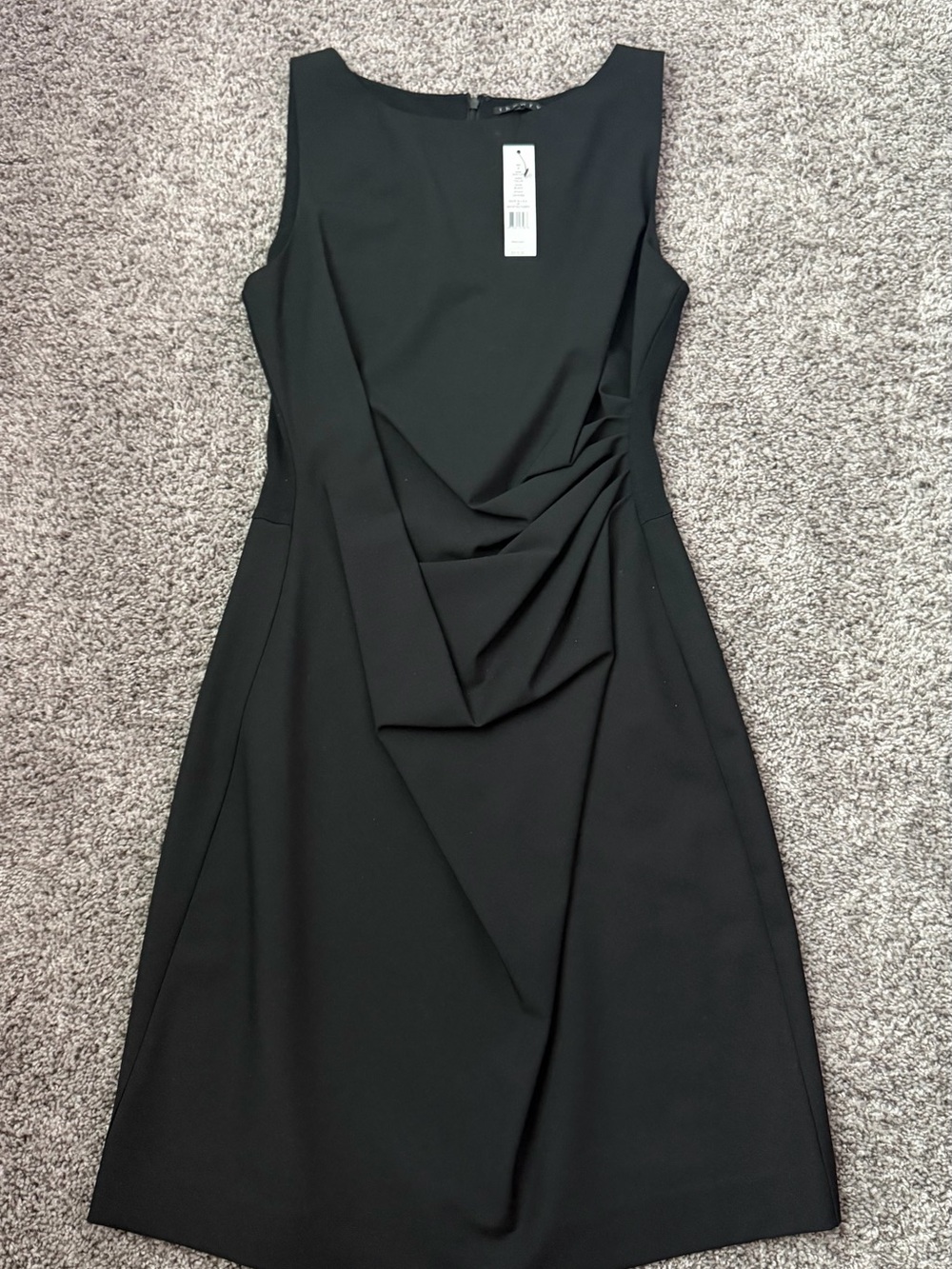 Theory Black Sleeveless Draped Midi Dress